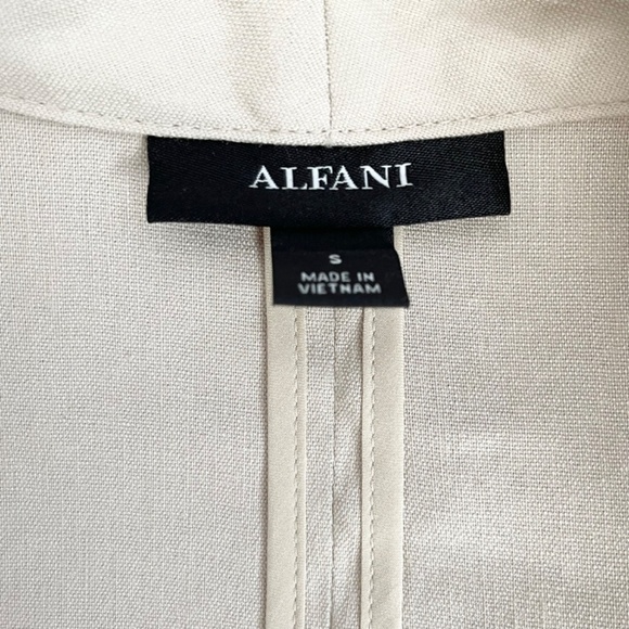 𝅺NEW Alfani Beige Ruched Sleeves  Linen-blend Open Blazer US S - Picture 4 of 8